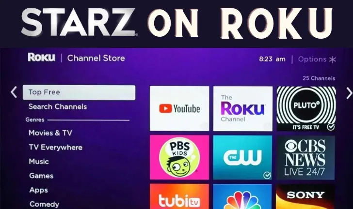 Add STARZ on Roku